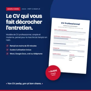 Modèle de CV Professionnel en Word, simple, moderne et prêt à remplir